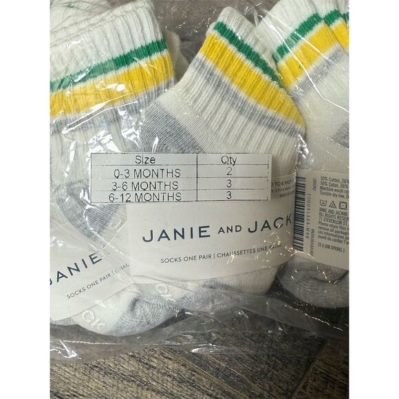 Janie and Jack Unisex Baby Crew Socks Set Multicolor 8 Pack - Picture 2 of 3